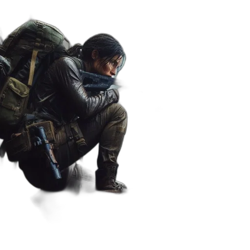 jacket, weapon, concept art, 3d render transparent PNG cut-out