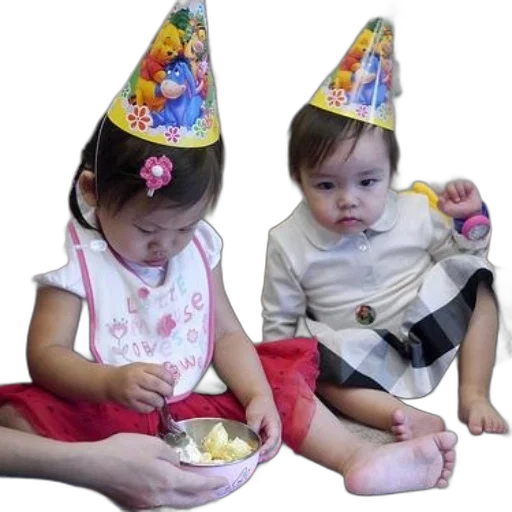 hat, two, toddlers, wearing transparent PNG cut-out