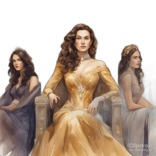dress, crown, jewelry, fantasy art transparent PNG cut-out