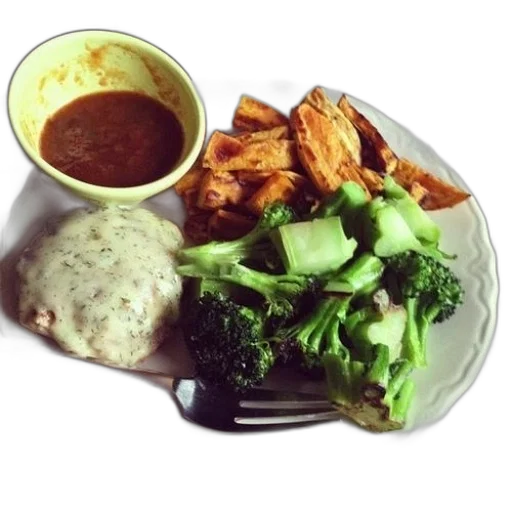 food, plate, broccoli, potatoes transparent PNG cut-out