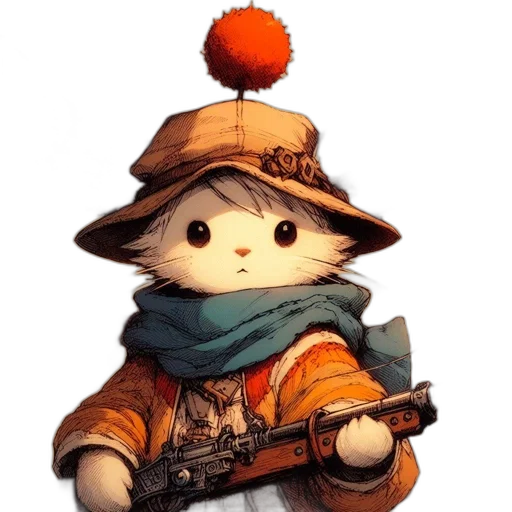 weapon, staff, hat, animal transparent PNG cut-out