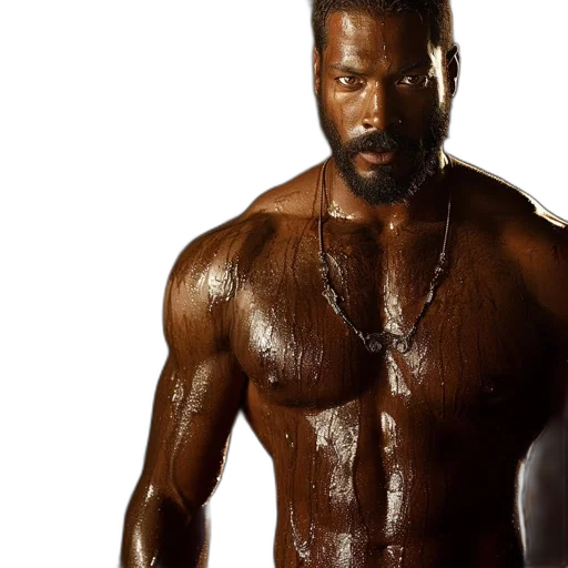 muscular, man, beard, short transparent PNG cut-out