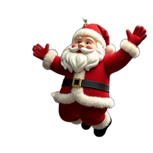 3d render, santa, claus, ornament transparent PNG cut-out