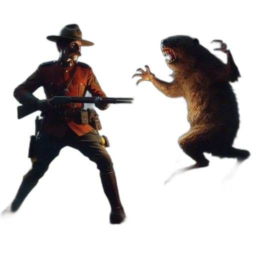 animal, concept art, fire, man transparent PNG cut-out