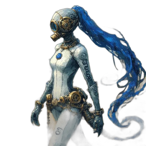 robot, dress, staff, mask transparent PNG cut-out