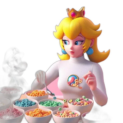 food, crown, vaporwave, 3d render transparent PNG cut-out