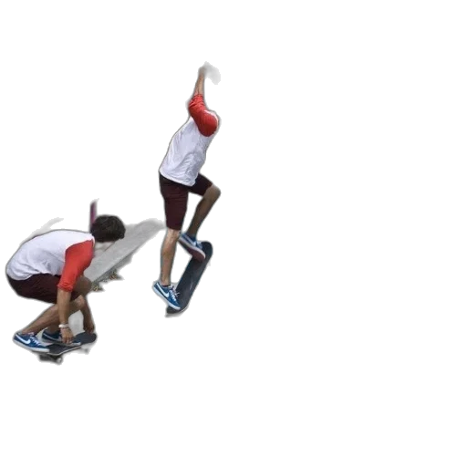 3d render, group, skateboarders, performing transparent PNG cut-out