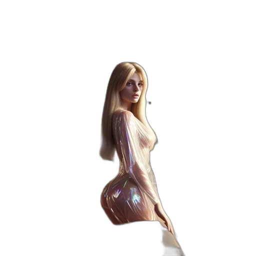 dress, robot, hair, staff transparent PNG cut-out