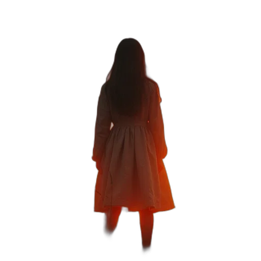 dress, jacket, staff, hair transparent PNG cut-out