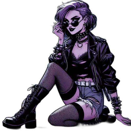 jacket, weapon, cyberpunk, comic book art transparent PNG cut-out