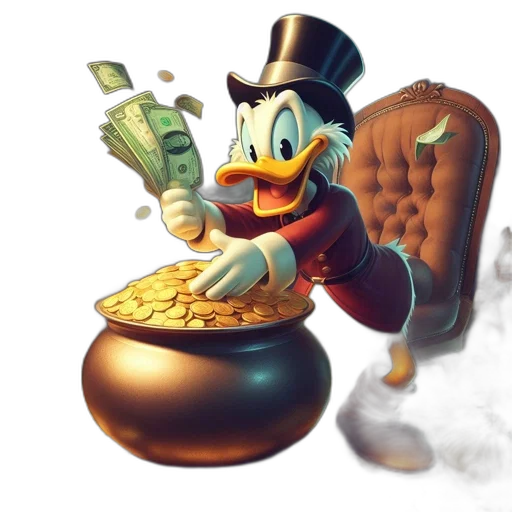 concept art, 3d render, photorealistic, scrooge transparent PNG cut-out