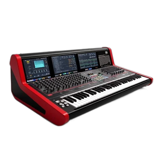 3d render, red, black, audio transparent PNG cut-out