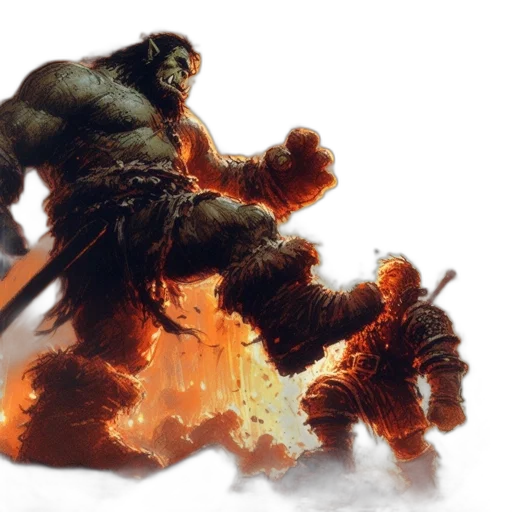 concept art, fantasy art, comic book art, fire transparent PNG cut-out