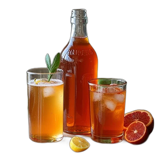 bottle, food, 3d render, kombucha transparent PNG cut-out