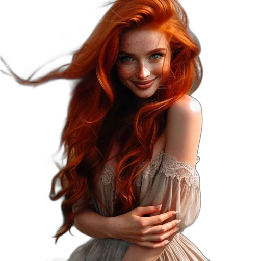 dress, hair, fantasy art, photorealistic transparent PNG cut-out