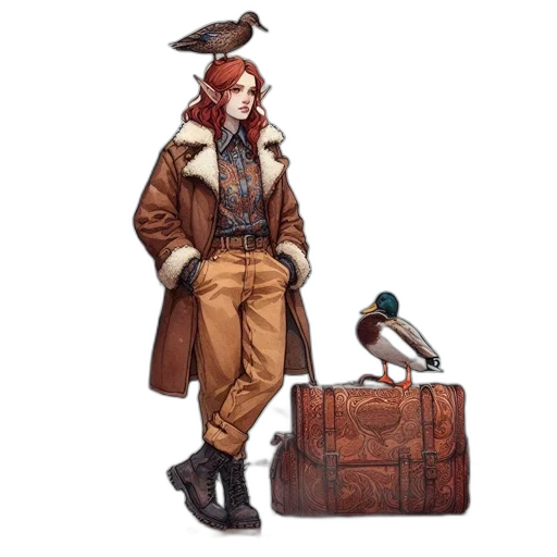 jacket, staff, concept art, fantasy art transparent PNG cut-out