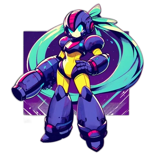 robot, pixel art, concept art, vaporwave transparent PNG cut-out