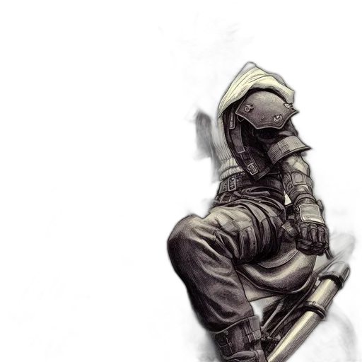 weapon, robot, staff, jacket transparent PNG cut-out