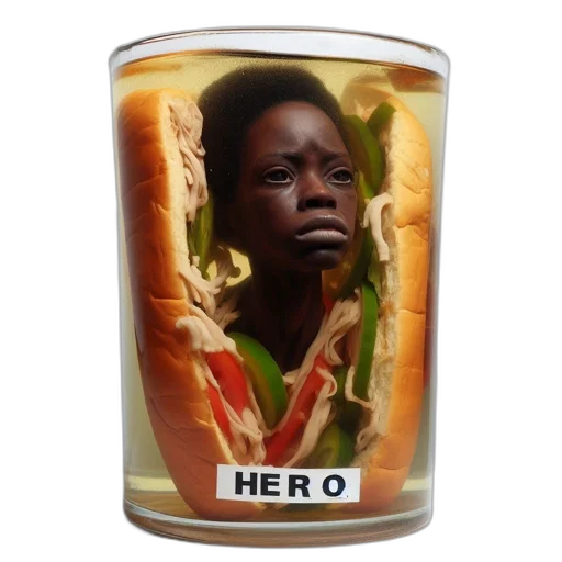 food, photorealistic, fire, submerged transparent PNG cut-out