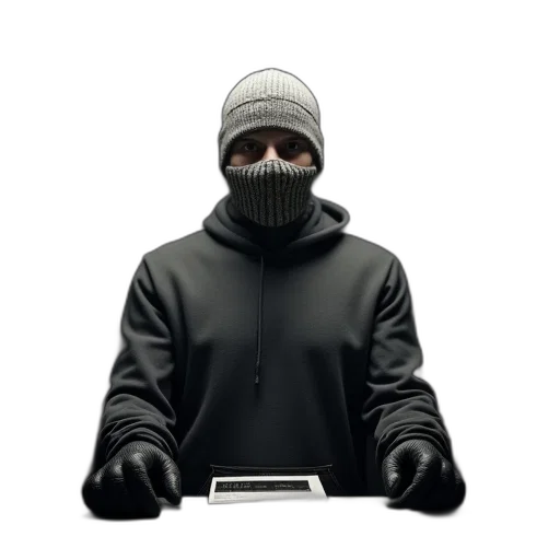 jacket, mask, staff, weapon transparent PNG cut-out