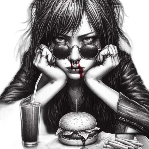 food, comic book art, photorealistic, cyberpunk transparent PNG cut-out