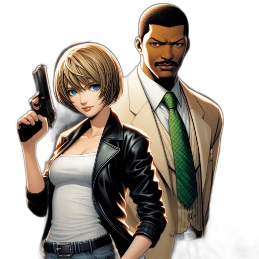 comic book art, concept art, cartoon, two transparent PNG cut-out