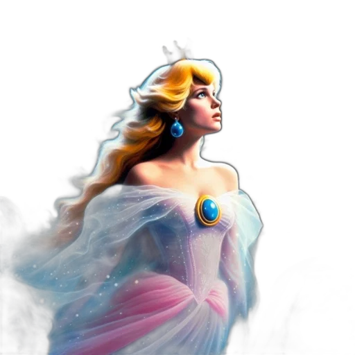 dress, crown, jewelry, fantasy art transparent PNG cut-out