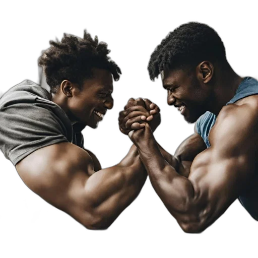 concept art, two, muscular, men transparent PNG cut-out