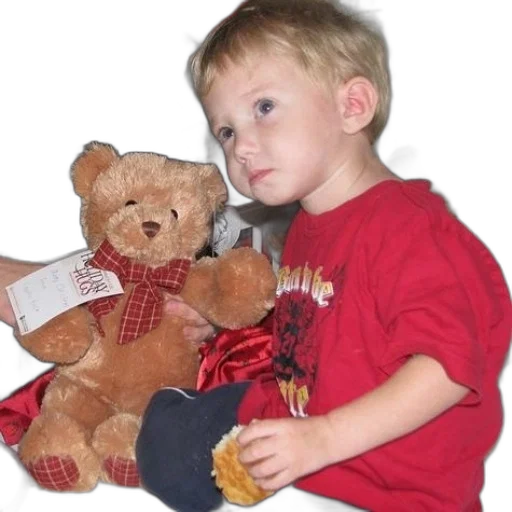 child, red, shirt, holds transparent PNG cut-out