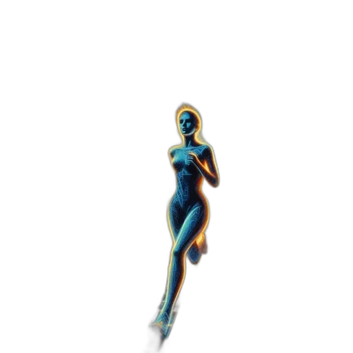 robot, dress, staff, creature transparent PNG cut-out