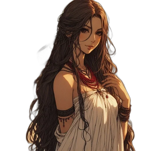 dress, jewelry, face, staff transparent PNG cut-out