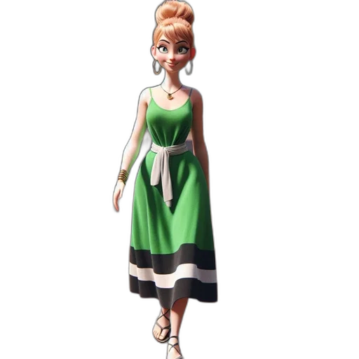 dress, staff, jewelry, 3d render transparent PNG cut-out