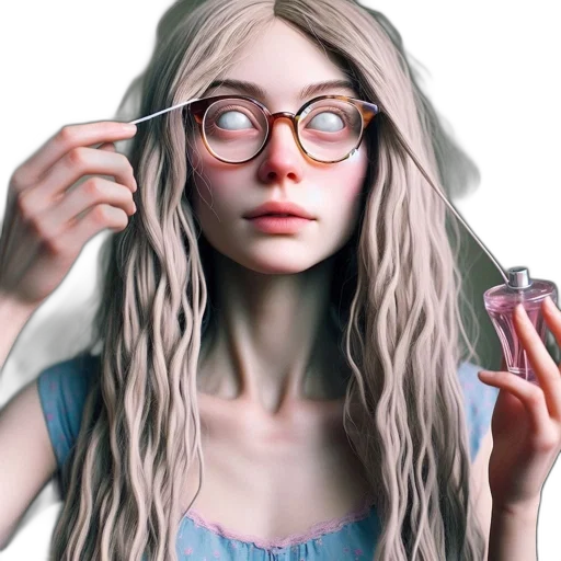 hair, dress, face, bottle transparent PNG cut-out