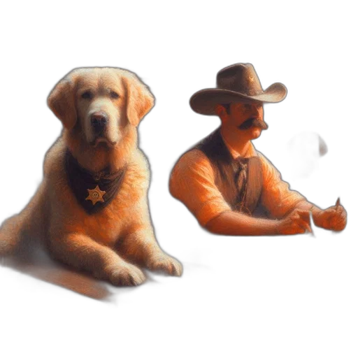 hat, animal, staff, oil painting transparent PNG cut-out