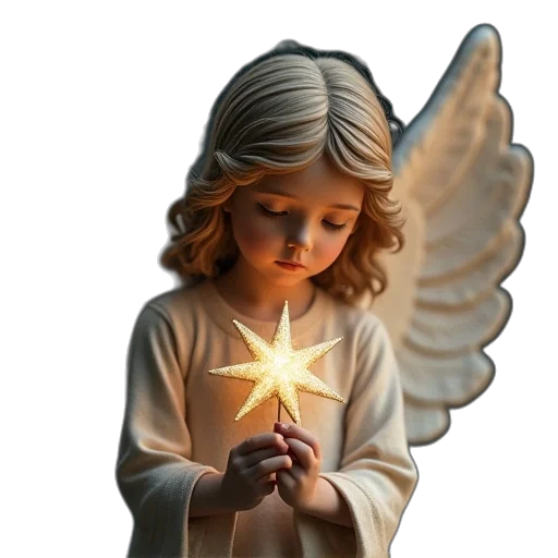 photorealistic, 3d render, angel, holding transparent PNG cut-out