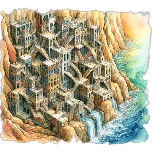building, concept art, fantasy art, watercolor transparent PNG cut-out