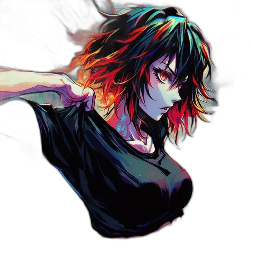 hair, dress, face, weapon transparent PNG cut-out