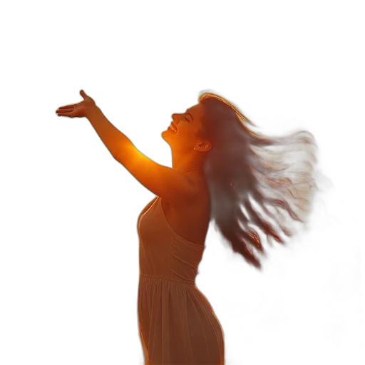 hair, dress, staff, photorealistic transparent PNG cut-out