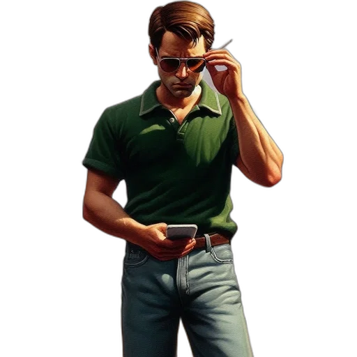 jacket, staff, face, weapon transparent PNG cut-out