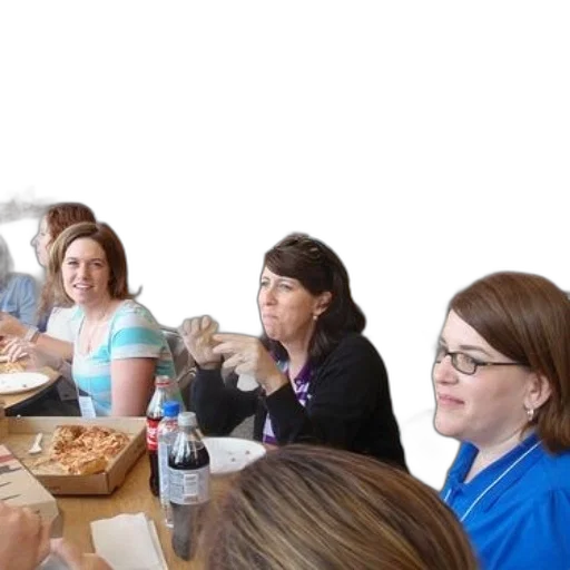 staff, group, women, sit transparent PNG cut-out