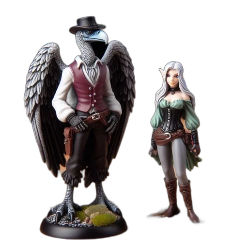 concept art, fantasy art, 3d render, two transparent PNG cut-out
