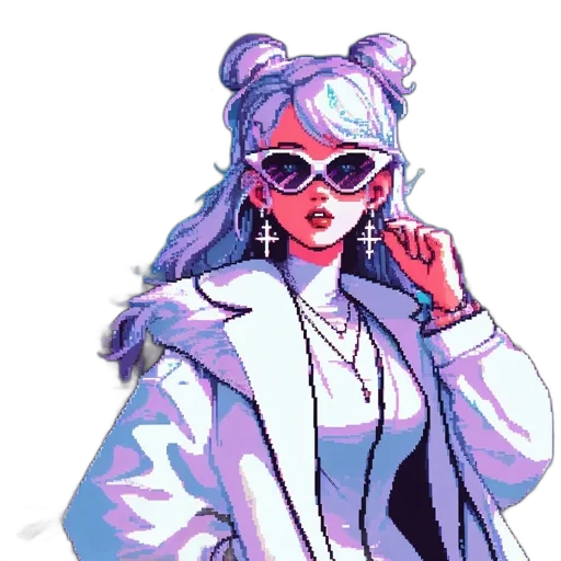 jacket, vaporwave, pixel art, cyberpunk transparent PNG cut-out