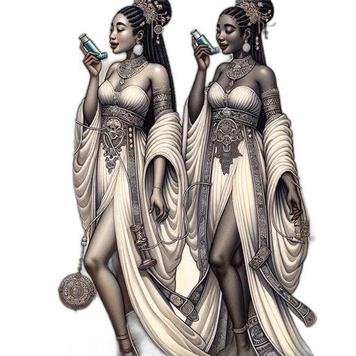 dress, jewelry, staff, concept art transparent PNG cut-out