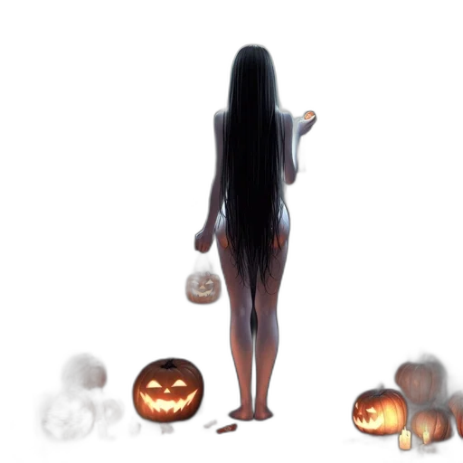 dress, creature, mask, hair transparent PNG cut-out