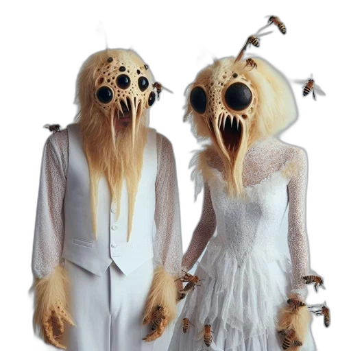 mask, dress, concept art, two transparent PNG cut-out