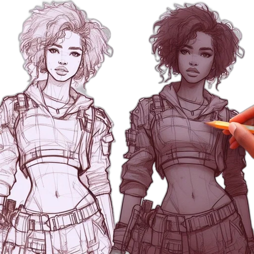 concept art, comic book art, fantasy art, cyberpunk transparent PNG cut-out