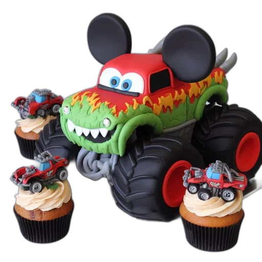 car, monster, truck-themed, cake transparent PNG cut-out