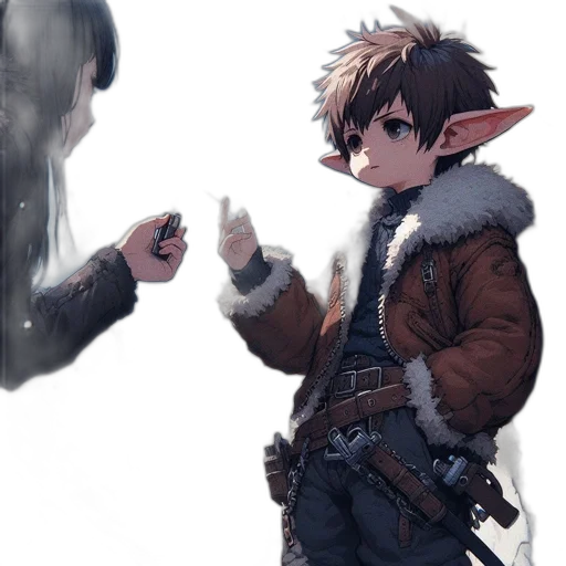 jacket, dragon, staff, weapon transparent PNG cut-out