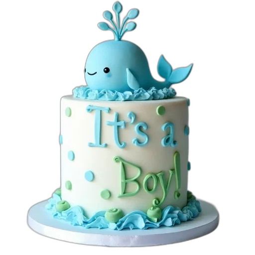 3d render, baby, shower, cake transparent PNG cut-out