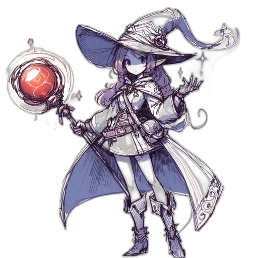 staff, hat, weapon, fantasy art transparent PNG cut-out